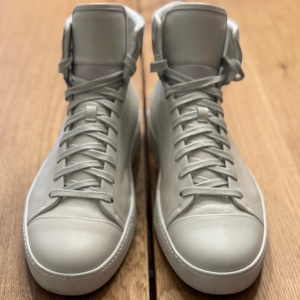 John Elliott White Leather High Top Sneaker